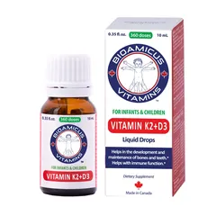 Giọt Vitamin D3K2-MK7 BioAmicus cho bé 10ml - Hỗ trợ phát triển chiều cao, hấp thu canxi tối đa, ngăn còi xương - Sản phẩm từ Canada