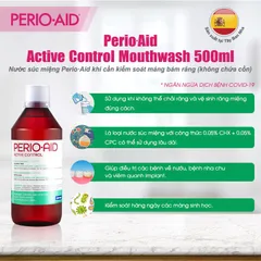 Nước Súc Miệng Perio Aid Active Control 500mL - Kháng Khuẩn Ngăn Ngừa Mảng Bám và Viêm Nướu, Giải Pháp Chăm Sóc Răng Miệng Hiệu Quả.