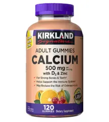 Kẹo dẻo bổ sung canxi,vitamin D3 và kẽm KirKland Adult Gummies của Mỹ