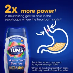 Viên nhai hỗ trợ dạ dày TUMS Extra Strength 1000mg - Giảm ợ nóng, ợ chua - Hương vị trái cây - 265 viên của Mỹ