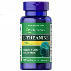 Viên Uống Bổ Não L-Theanine 200mg - Giảm Stress, Tăng Cường Trí Nhớ, Hỗ Trợ Tập Trung, 60 Viên Puritan's Pride Mỹ