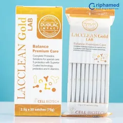 Men vi sinh Lacclean Gold LAB - Bổ sung lợi khuẩn đường ruột, hỗ trợ tiêu hóa, giảm triệu chứng rối loạn dạ dày, 30 gói 2.5g