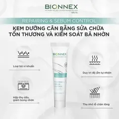 Kem Dưỡng Ẩm Bionnex Repairing & Sebum Control 30ml - Kiểm Soát Nhờn, Tái Tạo Da Mụn, Làm Sạch Lỗ Chân Lông