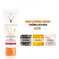 Kem Chống Nắng Vichy 3in1 50mL - Bảo Vệ Da Và Ngăn Dấu Hiệu Tuổi Tác - Phù Hợp Mọi Loại Da, SPF50