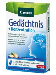 Viên uống bổ não Kneipp Gedachtnis Konzentration 30 viên - Hỗ trợ trí nhớ, tăng cường tập trung, chiết xuất nhân sâm tự nhiên Đức