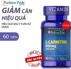 Viên Uống Giảm Cân Puritan's Pride L-Carnitine 500mg - Hỗ Trợ Chuyển Hóa Năng Lượng, 60 Viên Mỹ