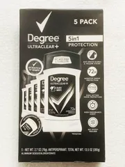 Set 5 Chai Lăn Khử Mùi Nam Degree Ultraclear Black + White 76g - Kháng Mồ Hôi 48h, Chính Hãng Mỹ