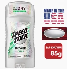 Lăn Khử Mùi Speed Stick POWER FRESH cho Nam - Sáp 85gr, Ngăn Mồ Hôi 24h, Hương Nam Tính Mạnh Mẽ, An Toàn và Hiệu Quả
