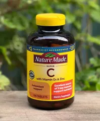 Viên uống Nature Made Super C với Vitamin D3 & Kẽm 200 viên - Tăng cường miễn dịch, hỗ trợ sức khỏe cho người lớn