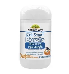 Viên nhai Nature's Way Kids Smart Bursts DHA 300mg - Vitamin Omega-3 cho bé từ 1 tuổi, hỗ trợ phát triển não bộ và thị lực