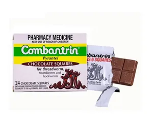 Tẩy Giun Combantrin Vị Socola - Hộp 24 Viên, Dành Cho Trẻ Từ 1 Tuổi, Hỗ Trợ Kháng Khuẩn Đường Ruột, Dễ Uống Như Kẹo