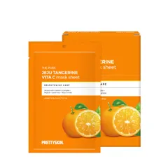 Mặt Nạ Dưỡng Trắng Da Vita C The Pure Jeju Tangerine Prettyskin - Cung Cấp Độ Ẩm, Làm Sáng Và Mềm Da, Hộp 10 Miếng