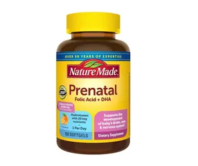 Vitamin Tổng Hợp Cho Bà Bầu Nature Made Prenatal Folic Acid + DHA 200mg - Viên Uống Bổ Sung 23 Vitamin & Khoáng Chất, Giúp Mẹ An Khỏe và Bé Thông Minh