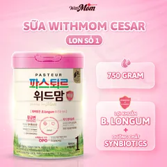 Sữa Bột Công Thức Withmom Cesar 750g - Dinh Dưỡng Tăng Cường Miễn Dịch, Bổ Sung Lợi Khuẩn Cho Trẻ Từ 0-6 Tháng