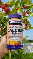 Kẹo dẻo bổ sung Canxi KIRKLAND 500mg với D3 - Hương vị cam và anh đào, hỗ trợ xương khỏe mạnh, 120 viên cho người lớn