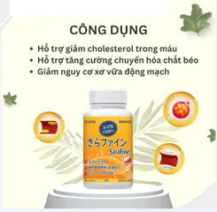 Viên Uống Hỗ Trợ Ổn Định Mỡ Máu Fujina Sarafine 80 Viên - Thực Phẩm Chức Năng Bảo Vệ Tim Mạch, Giảm Cholesterol Xấu