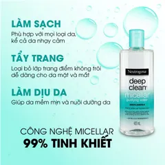 Nước Tẩy Trang Neutrogena Deep Clean Micellar Purifying Water 400ml - Dung Dịch Tẩy Trang Làm Sạch Da, Tẩy Trang Đầy Đủ Cho Mọi Loại Da