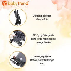 Xe đẩy cho bé Baby Trend EZ Ride - Thiết kế đa dụng, dây đai 5 điểm, ghế ngả thoải mái, khay đựng đồ, an toàn và tiện lợi.