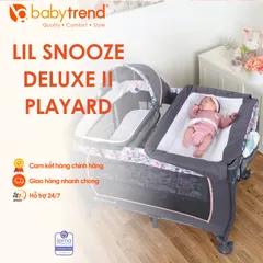 Nôi cũi gấp gọn đa năng Baby Trend Lil Snooze Deluxe II - Giường trẻ em thoải mái với bàn thay tã tiện lợi cho bé từ 0-3 tháng