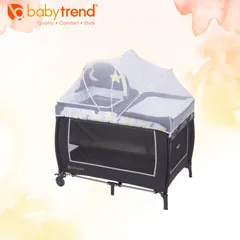 Nôi cũi gấp gọn đa năng Baby Trend Lil Snooze Deluxe II - Giường trẻ em thoải mái với bàn thay tã tiện lợi cho bé từ 0-3 tháng