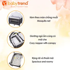 Nôi cũi gấp gọn đa năng Baby Trend Lil Snooze Deluxe II - Giường trẻ em thoải mái với bàn thay tã tiện lợi cho bé từ 0-3 tháng