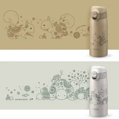 Bình Giữ Nhiệt Tiger 350ml cho Bé - Thiết Kế Nhật Bản, Khóa Tự Động, Hình Rùa và Sóc, Giữ Nóng Lạnh Lâu, Dễ Dàng Vệ Sinh