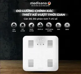 Cân Điện Tử 7 trong 1 Medisana BS 310 Connect - Cân Phân Tích Cơ Thể Bluetooth, Đo Trọng Lượng và Chỉ Số Sức Khỏe Tích Hợp