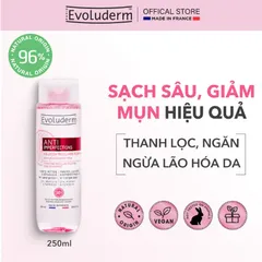 Nước Tẩy Trang Evoluderm 250ml - Micellar Solution Dành Cho Da Dầu Mụn - Chiết Xuất Bưởi Hồng Và Zin C, Thanh Lọc Hiệu Quả