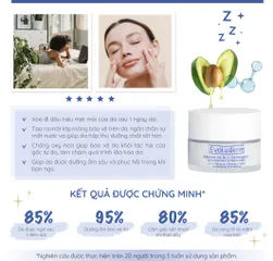 Mặt Nạ Ngủ Dưỡng Ẩm Evoluderm - Giúp Da Căng Bóng, Rạng Rỡ, 92% Tự Nhiên, Mỹ Phẩm Thuần Chay, Dành Cho Mọi Loại Da