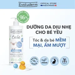 Gel Tắm và Gội Dưỡng Ẩm cho Bé Evoluderm - Làm Sạch Da và Tóc Mảnh, An Toàn và Tự Nhiên, Sản Phẩm Chăm Sóc Da Khỏe Mạnh từ Pháp