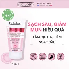 Gel Rửa Mặt Tẩy Tế Bào Chết Evoluderm - Sữa Rửa Mặt Dành Cho Da Dầu, Giảm Mụn, Chiết Xuất Bưởi Hồng, Mỹ Phẩm Thuần Chay, Pháp