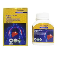 Viên Uống Thanh Lọc Gan Vitatree Super Liver Detox - Chiết Xuất Cây Kế Sữa, 100 Viên, Hỗ Trợ Sức Khỏe Gan Từ Úc