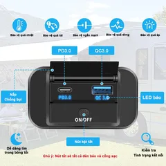 Tẩu Sạc Nhanh 67W Cho Ô Tô, Xe Máy, Tàu Thuyền - 2 Cổng Type C và USB, Sạc Nhanh Điện Thoại, Chất Liệu Nhựa ABS, Bảo Hành 30 Ngày