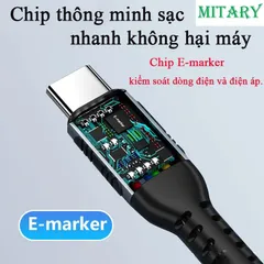 Cáp Sạc Nhanh Type C 100W - Chip E-Marker, Truyền Dữ Liệu Tốc Độ Cao, Phù Hợp Điện Thoại, Laptop, Bảo Hành 1 Đổi 1, Đổi Trả 30 Ngày