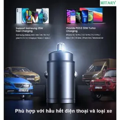 Tẩu Sạc Nhanh MITARY MTR0011 - Sạc 90W Ô Tô, Vỏ Kim Loại Siêu Nhỏ, 2 Cổng Type C & USB, Taxi và Du Lịch