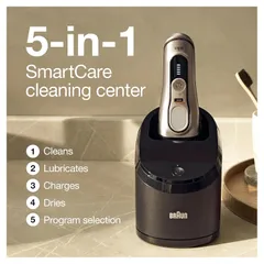Máy Cạo Râu Điện Braun Series 9 Pro 9487cc - Cạo Râu Sát, Nhẹ Nhàng, Công Nghệ Sonic - Trạm Clean & Charge 5 trong 1, Phù Hợp Cho Mọi Loại Râu