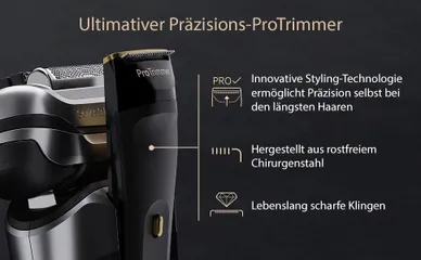 Máy Cạo Râu Điện Braun Series 9 Pro+ 9517S Bạc - Công Nghệ Cạo Râu Hiện Đại, Chống Nước, Thời Gian Chạy 60 Phút