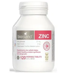 Viên Nhai Bổ Sung Kẽm Bio Island Zinc 120 Viên - Sử Dụng Cho Trẻ Em - Hỗ Trợ Phát Triển Toàn Diện Từ Úc