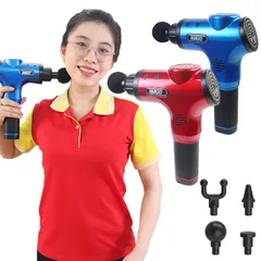 Súng Massage Cầm Tay Nikio NK-170A - 4 Đầu, 6 Tốc Độ, Giúp Thư Giãn Cơ Bắp và Giảm Đau Hiệu Quả, Thiết Kế Nhỏ Gọn Màu Đỏ Sang Trọng