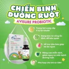 Men vi sinh Avisure Probiotic 4 tỷ bào tử lợi khuẩn đa bào giúp bé tiêu hóa tốt, tăng đề kháng 20ml