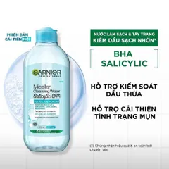 Nước Tẩy Trang Garnier Micellar Cleansing Water 400ml - Dưỡng Sạch Da Mụn, Dầu - Sử Dụng Công Nghệ Micelles, An Toàn Cho Tất Cả Loại Da