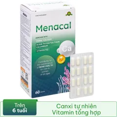 Menacal Bổ Sung Canxi Và Vitamin D3, K2 - Hỗ Trợ Xương Chắc Khỏe, Ngừa Loãng Xương Cho Phụ Nữ Mang Thai - Hộp 60 Viên