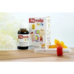 Sắt Ferrolip cho trẻ 30ml - Bổ sung sắt hữu cơ phòng ngừa thiếu máu, hương vị đào ngon miệng, dễ sử dụng cho bé từ 0 tháng tuổi
