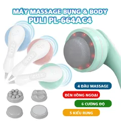 Máy Massage Cầm Tay Puli PL-664AC4 - 5 Kiểu Rung, 4 Đầu Massage, Thư Giãn Cơ Bắp, Giảm Đau Nhức Hồng Ngoại Thông Minh