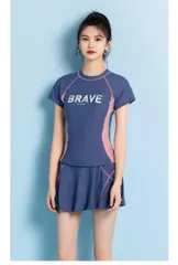 Đồ Bơi Thể Thao Nữ Che Bụng Rời Váy Màu Navy (Tặng kèm 1 cặp mút ngực )