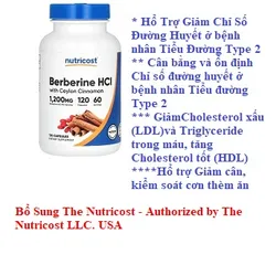 Nutricost Berberine HCL & Quế Ceylon - Viên Uống Hỗ Trợ Cân Bằng Đường Huyết, Giảm Cân, Tăng Cường Sức Khỏe Tim Mạch - 120 Viên