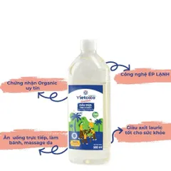 Dầu dừa tinh khiết Organic Vietcoco (thực phẩm) - chai 500ml