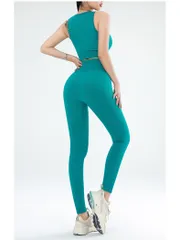 Bộ Đồ Tập Yoga Nữ Dệt Kim Có Đệm Chống Sốc Ngực - Áo Bra & Quần Lưng Cao Thoáng Mát, Thời Trang Thể Thao Cao Cấp