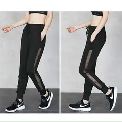 Quần Jogger Thể Thao Nữ Đen Phối Lưới - Thun Co Dãn 4 Chiều, Thoáng Khí, Chạy Bộ, Tập Gym, Du Lịch, Cắm Trại, Yoga