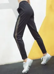 Quần Jogger Thể Thao Nữ Đen Phối Lưới - Thun Co Dãn 4 Chiều, Thoáng Khí, Chạy Bộ, Tập Gym, Du Lịch, Cắm Trại, Yoga